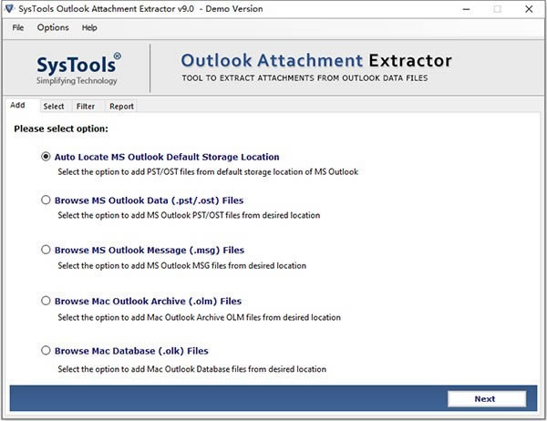 SysTools Outlook Attachment Extractor