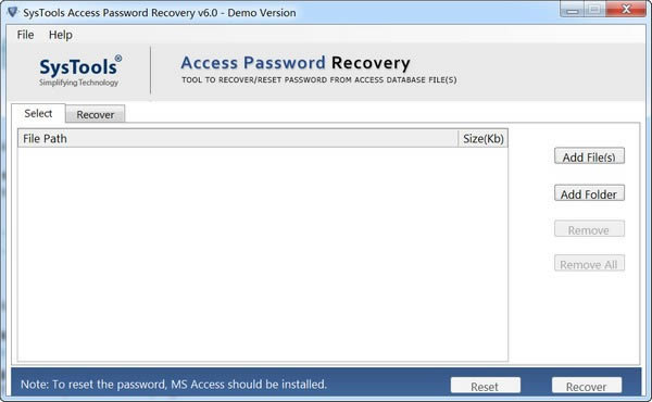 SysTools Access Password Recovery-Access数据库密码恢复工具-SysTools Access Password Recovery下载 v6.0免费版