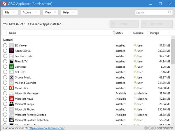 O&O AppBuster-win10应用删除软件-O&O AppBuster下载 v1.1.1340官方版