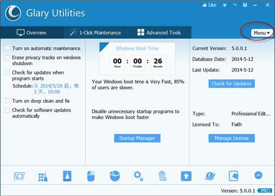 Glary Utilities Free-ϵͳ���߼���-Glary Utilities Free���� v5.154.0.180��ɫ�����Я��