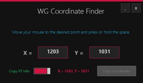 WG Coordinate Finder-鼠标光标坐标位置查找工具-WG Coordinate Finder下载 vv1.0.0绿色版官方版