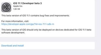 ios11.1 Beta3固件免费提供下载_正式版免费提供下载